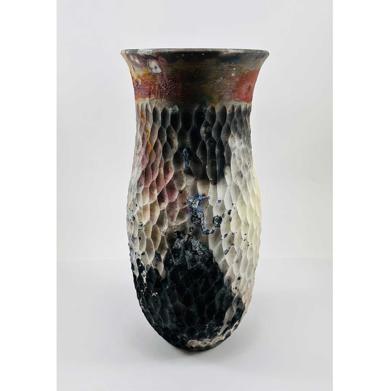 Carved Barrel Fired Vase 2- Petroff Gallery - Ceramics 