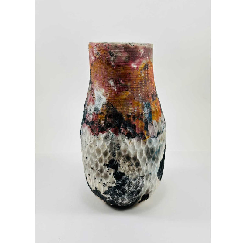 Carved Barrel Fired Vase 3 - Petroff Gallery - Ceramics