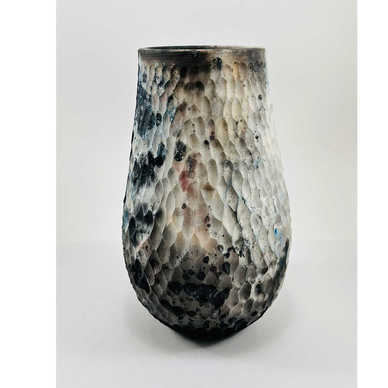 Carved Barrel Fired Vase 4 - Petroff Gallery - Ceramics