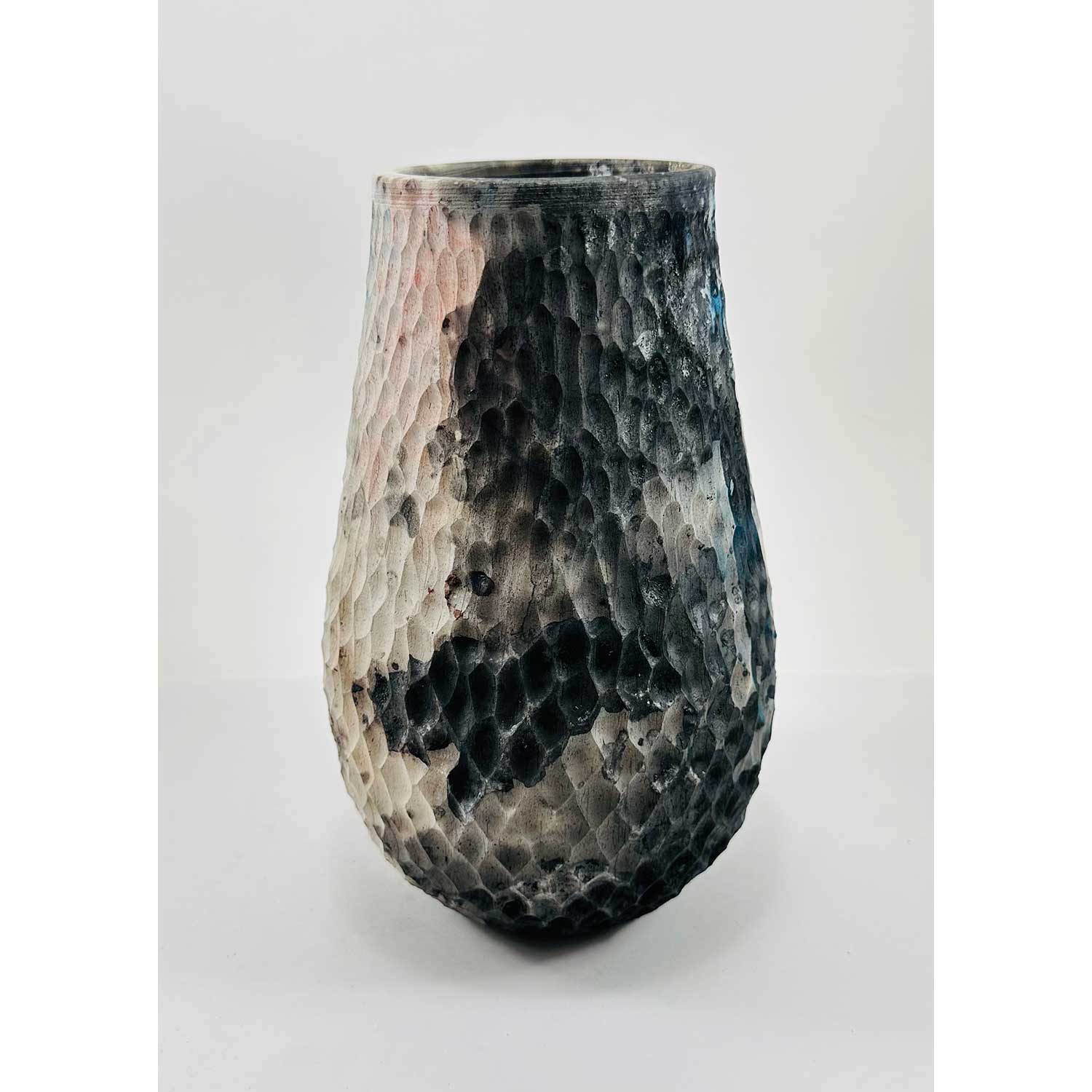 Carved Barrel Fired Vase 4 - Petroff Gallery - Ceramics