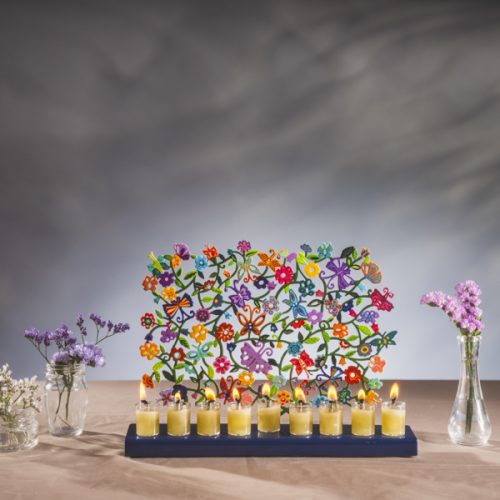Laser Cut Menorah Butterflies - Petroff Gallery - Judaica