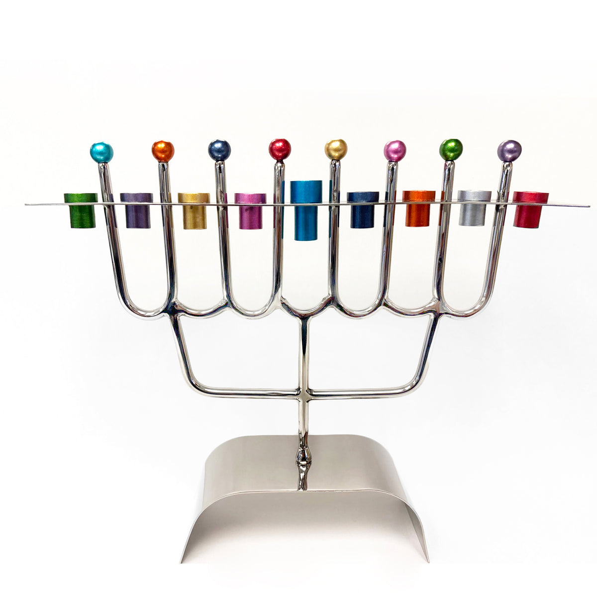 Modern Hanukkah Menorah Multicolour - Petroff Gallery - Judaica Art