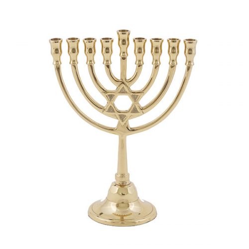 Classic Bronze Menorah Magen David - Petroff Gallery - Judaica