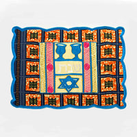 Challah Cover - Kiddush Cups orange/blue - Petroff Gallery - Judaica