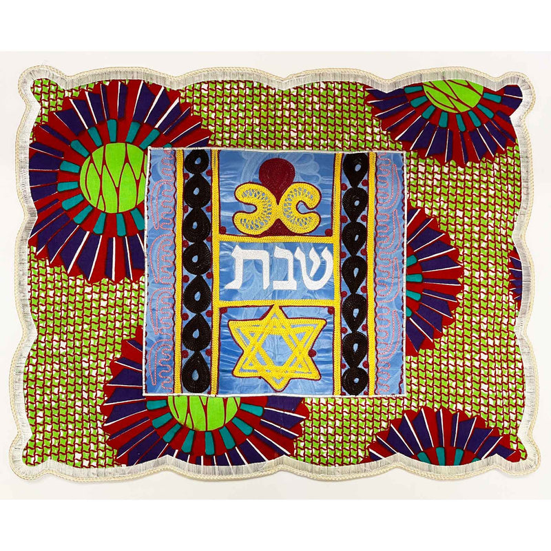 Challah Cover Magen David Green - Petroff Gallery - Judaica Art