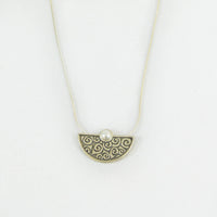 Half Moon With Pearl Stone Necklace - Petroff Gallery