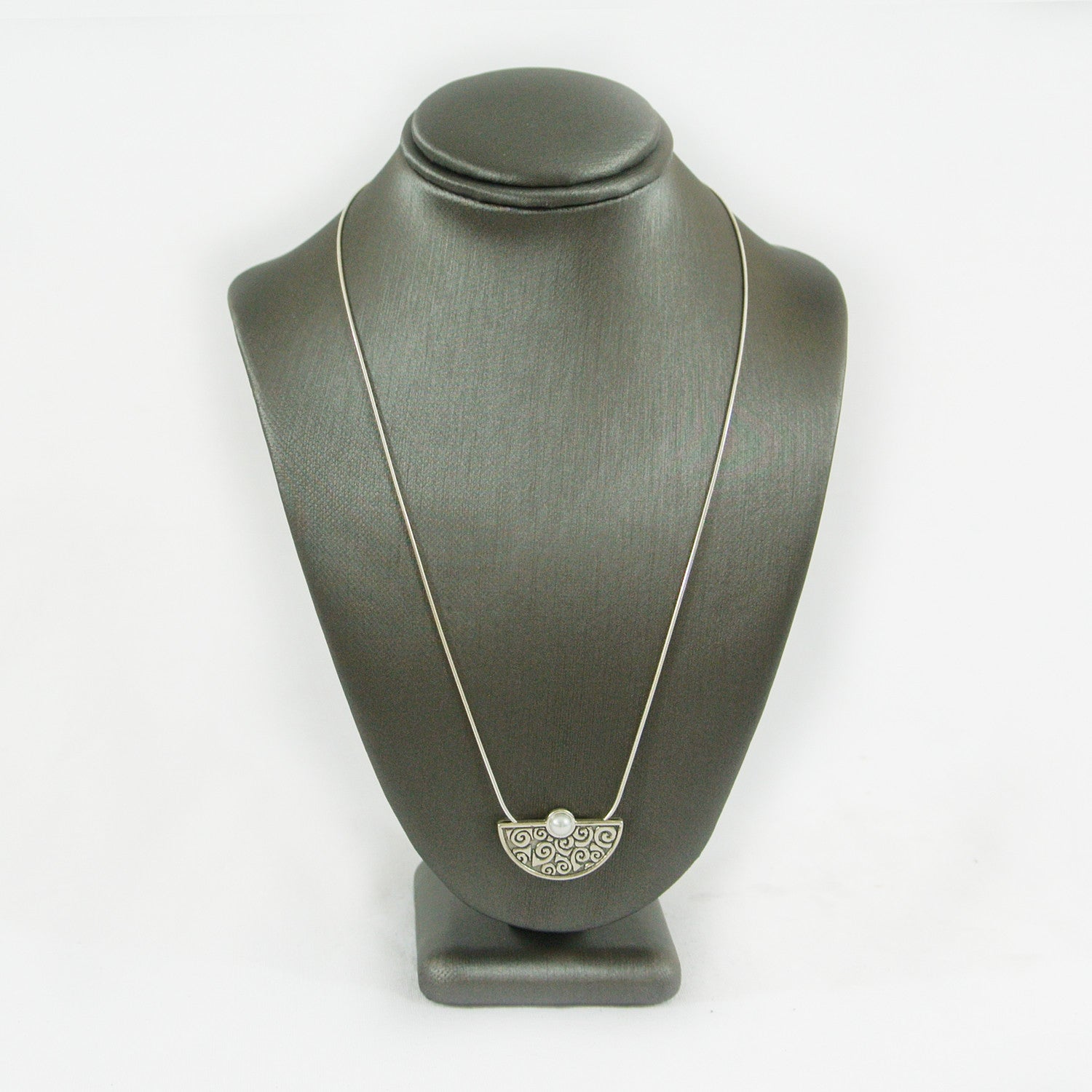 Half Moon With Pearl Stone Necklace - Petroff Gallery