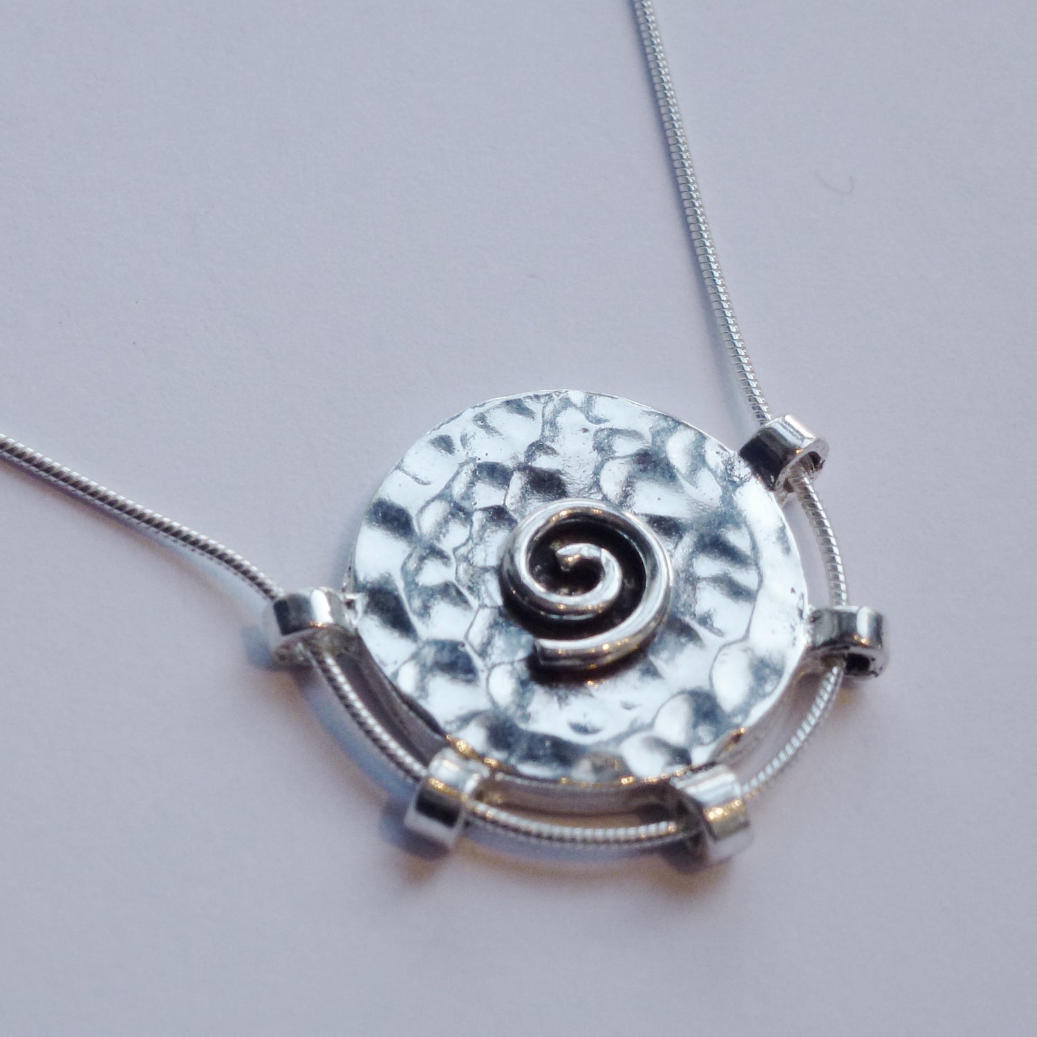 Hammered Circle with Spiral Necklace - Petroff Gallery