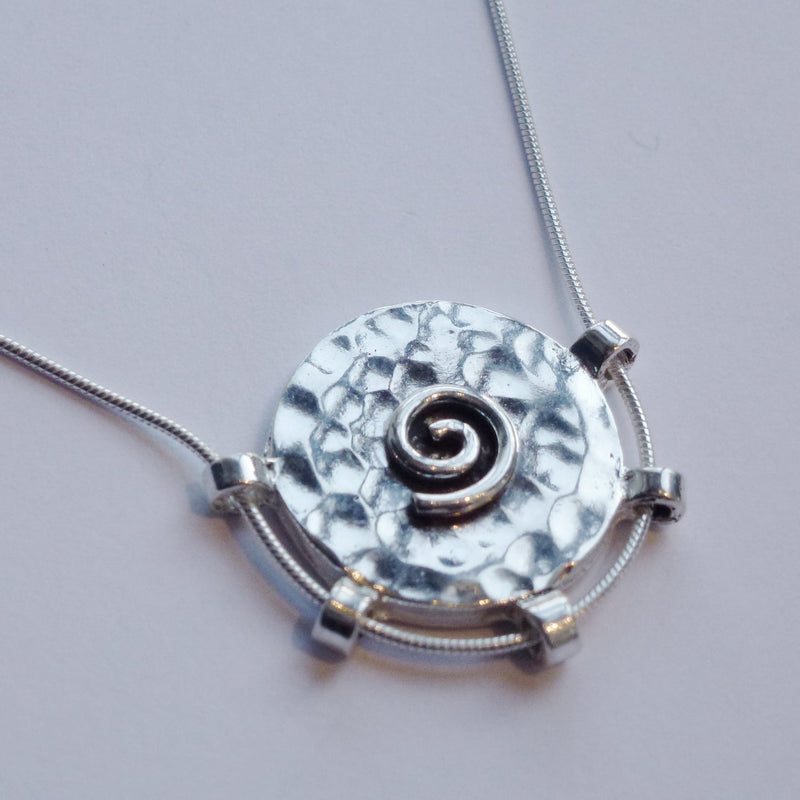 Hammered Circle with Spiral Necklace - Petroff Gallery