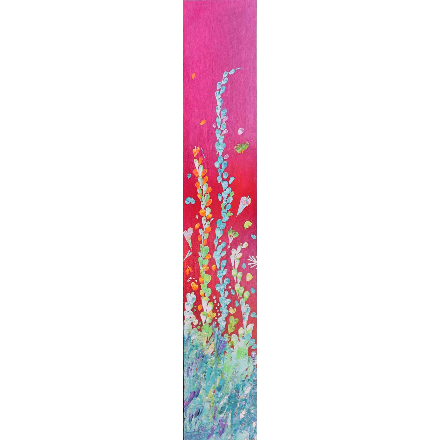 Hollyhocks 36" x 6" - Petroff Gallery - Painting