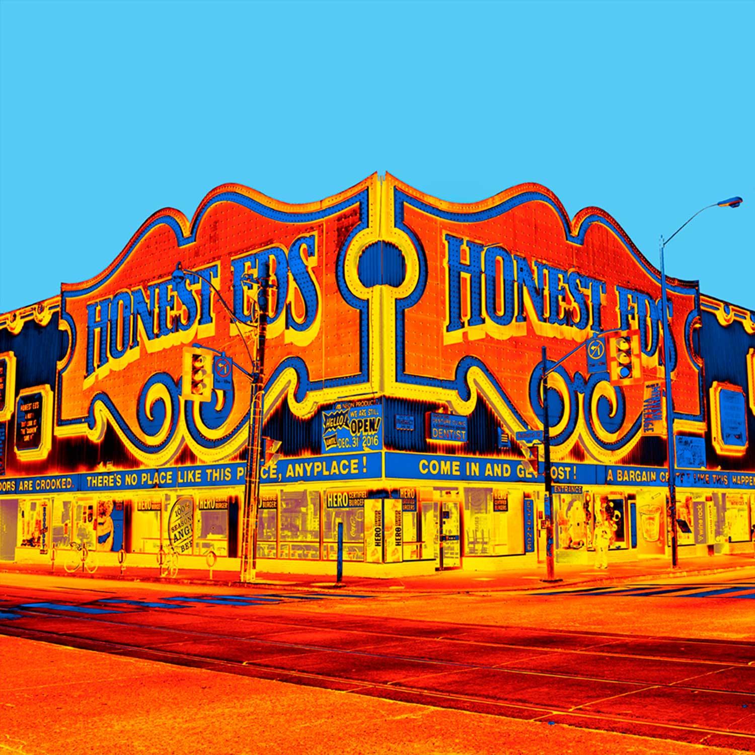 Honest Ed Blue 12" x 12" - Petroff Gallery -  - Jeff Turner and Jane Pike - Honest Ed Blue, 12" x 12"