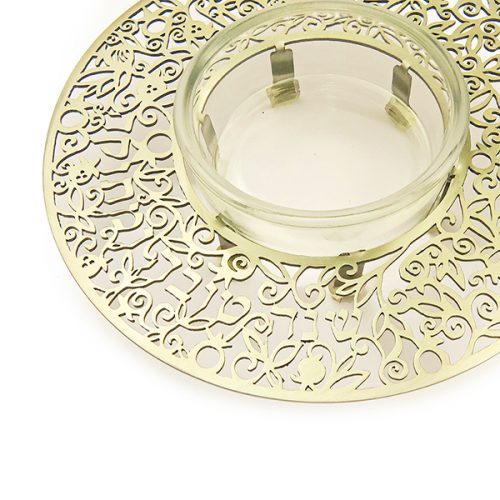 Honey Dish Metal Cutout Gold - Petroff Gallery