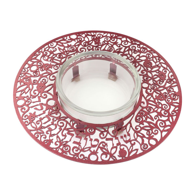 Honey Dish Metal Cutout Maroon - Petroff Gallery