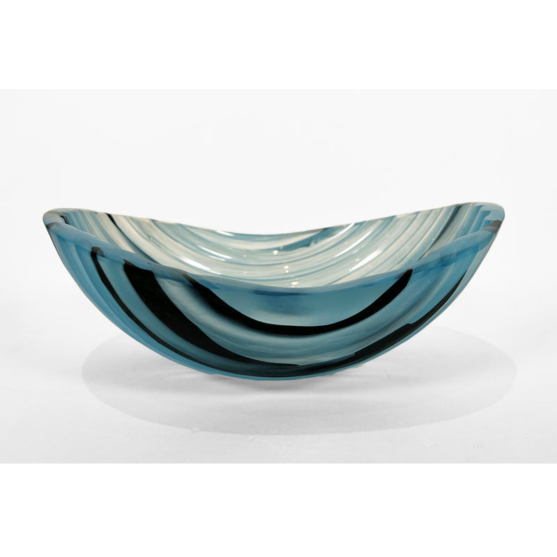 Jaan Andres - Coded Bowl Blue/Black Small, 4" x 10" x 8.5"
