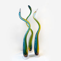 Kelp Spire Green/Yellow/Blue Group Shot - Petroff Gallery - Glass Art