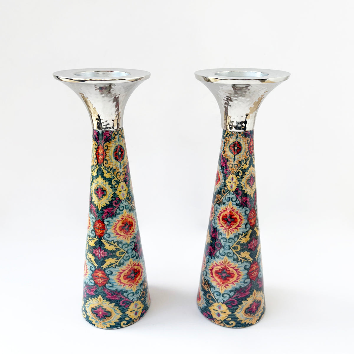 Tall Candlesticks cone - Petroff Gallery - Judaica Art