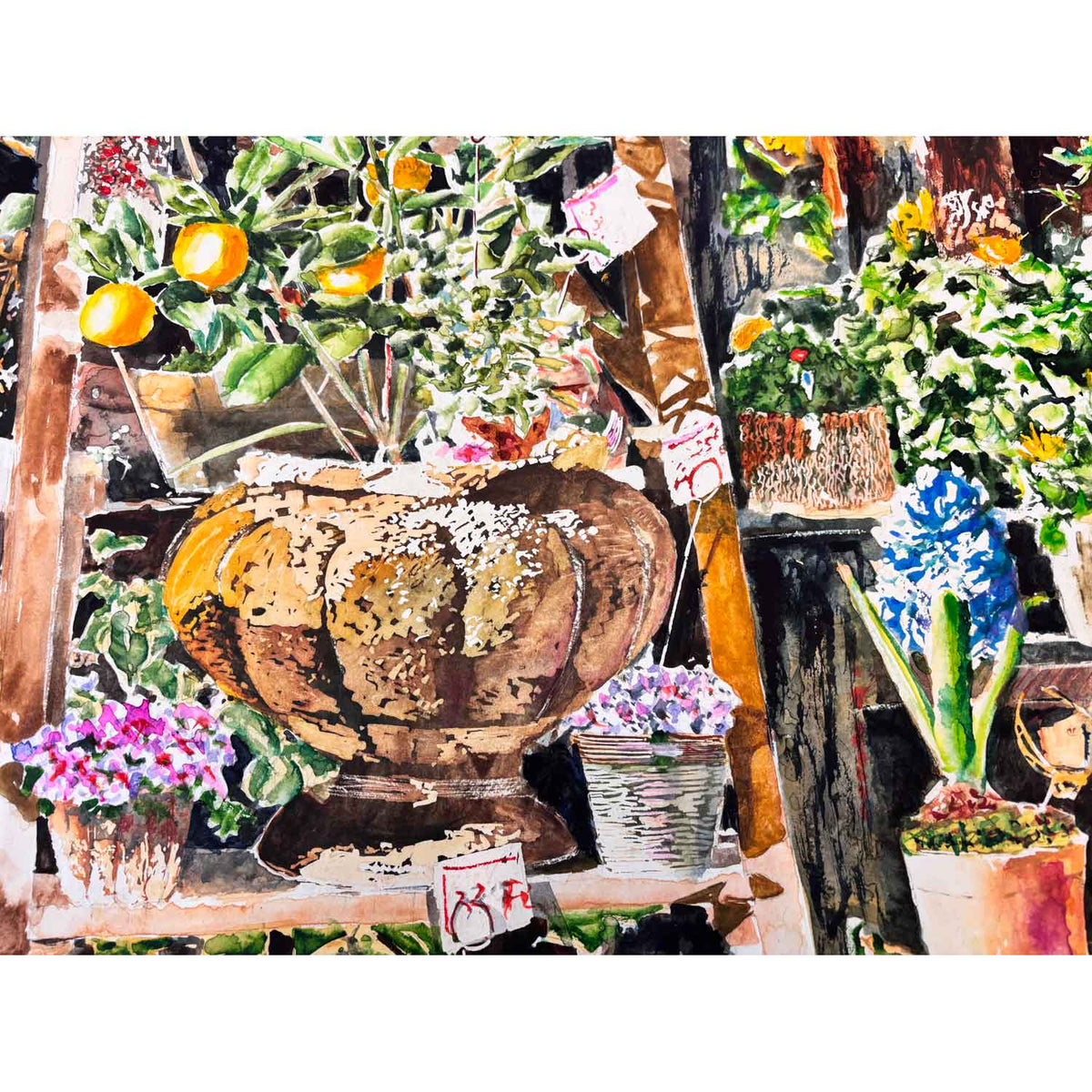 Ile St. Louis Flower Shop Paris 30" x 22" - Petroff Gallery - Painting