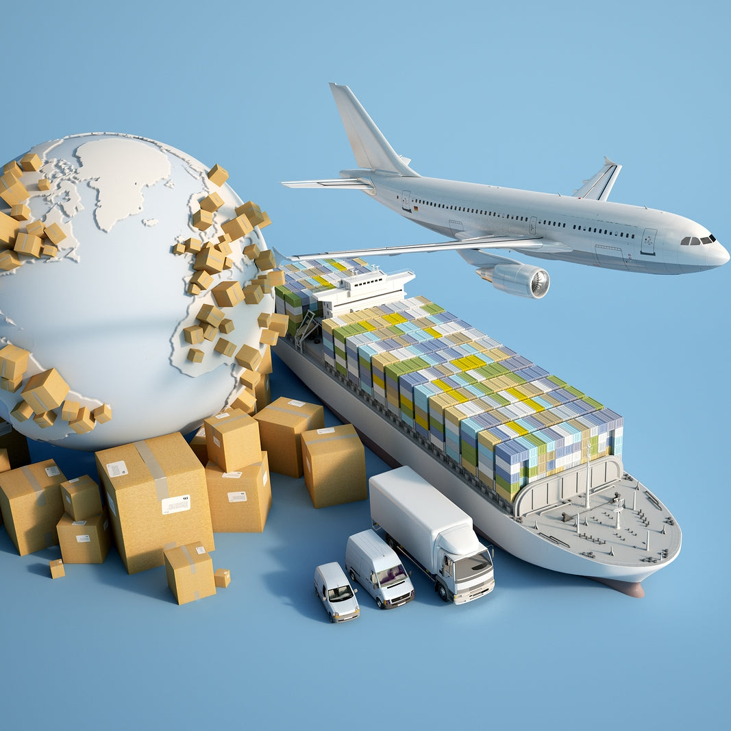 Global Shipping Options (Land, sea, air) Petroff Gallery Global Shipping Graphic