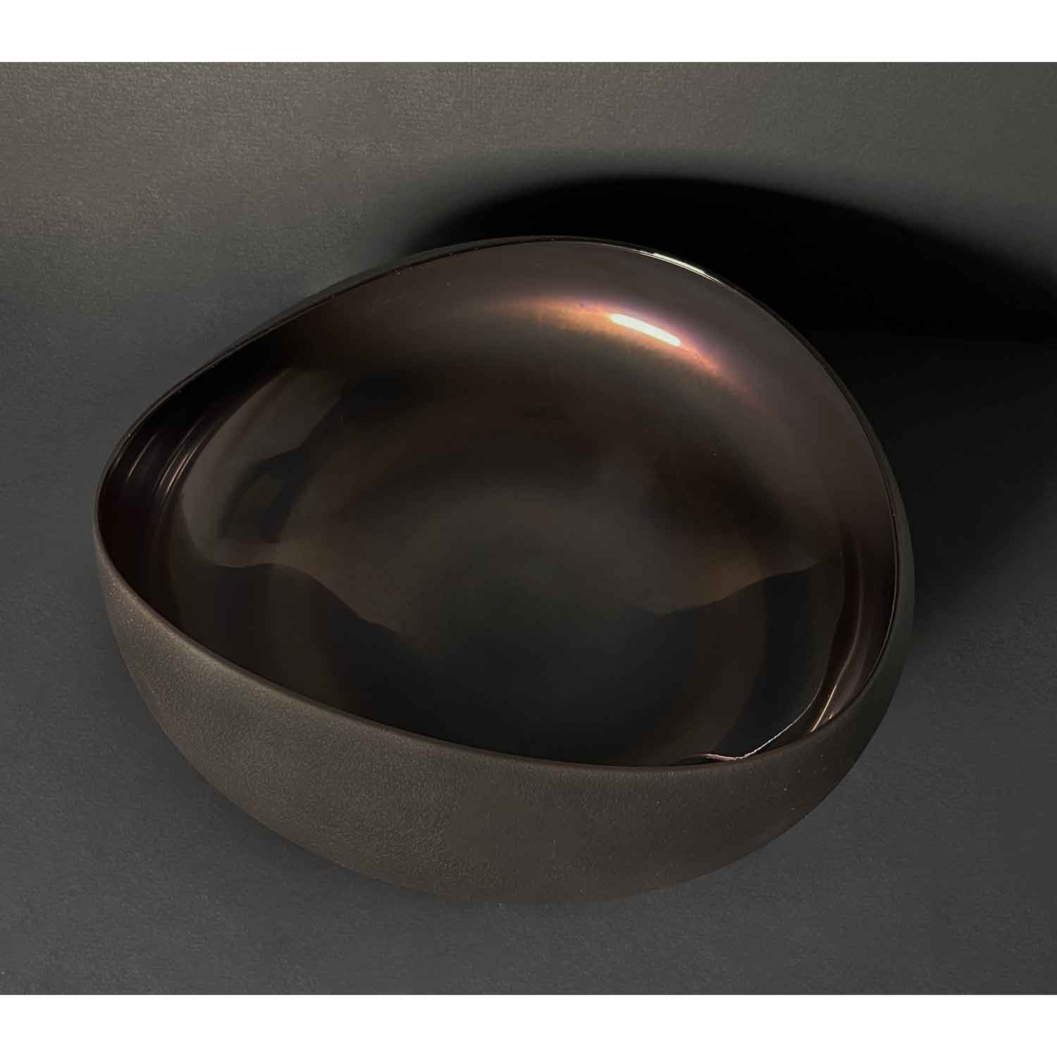 Medium Opal Black Topography Bowl - Petroff Gallery - Glass Art 