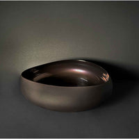 Medium Opal Black Topography Bowl - Petroff Gallery - Glass Art