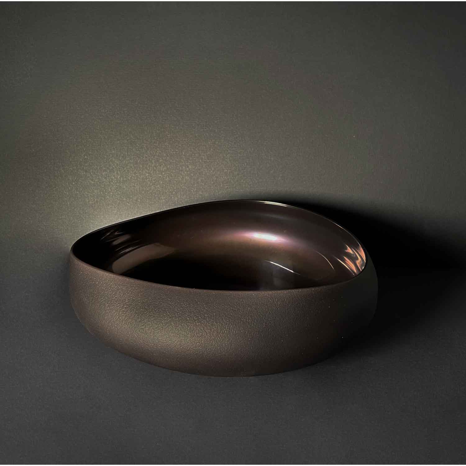 Medium Opal Black Topography Bowl - Petroff Gallery - Glass Art