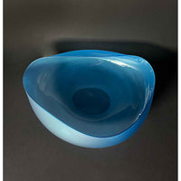 Medium Aquamarine Topography Bowl - Petroff Gallery - Glass Art