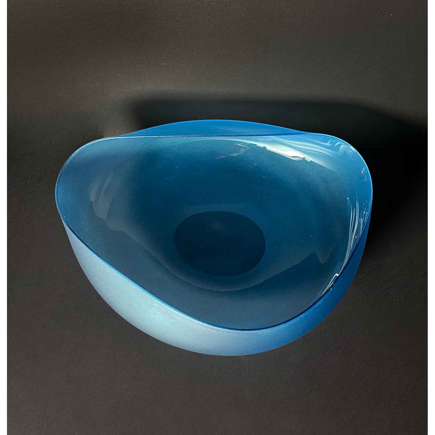 Medium Aquamarine Topography Bowl - Petroff Gallery - Glass Art