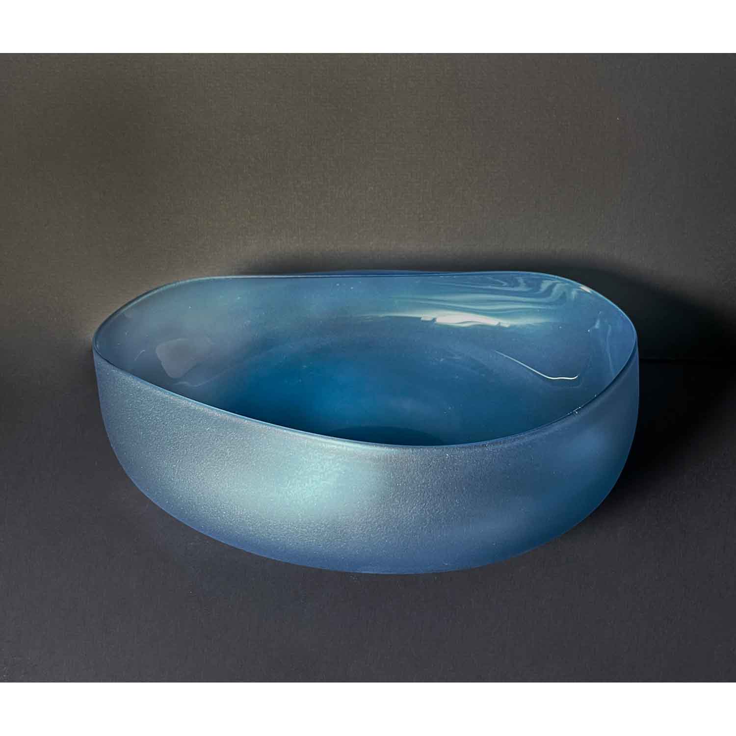 Medium Aquamarine Topography Bowl - Petroff Gallery - Glass Art