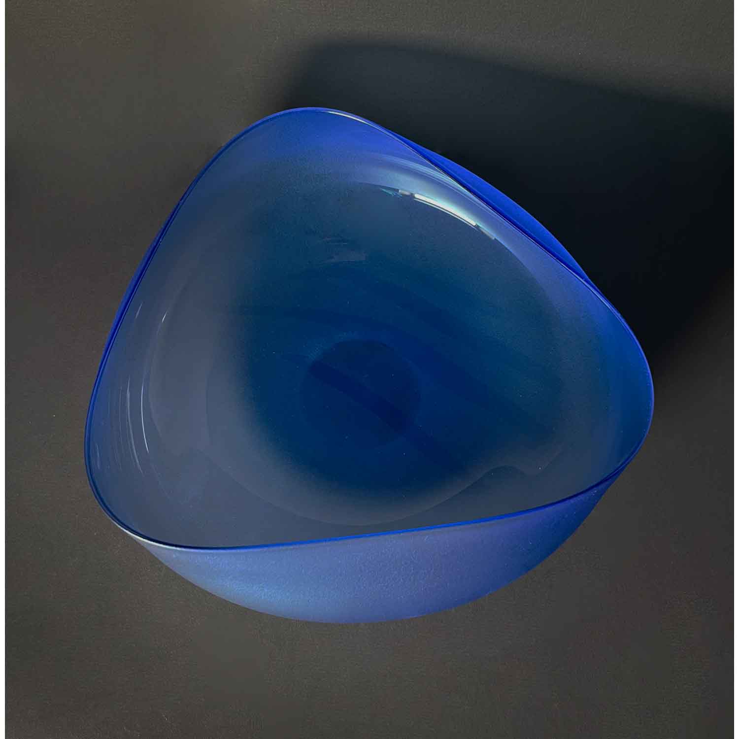 Medium Med Blue Topography Bowl  - Petroff Gallery - Glass Art