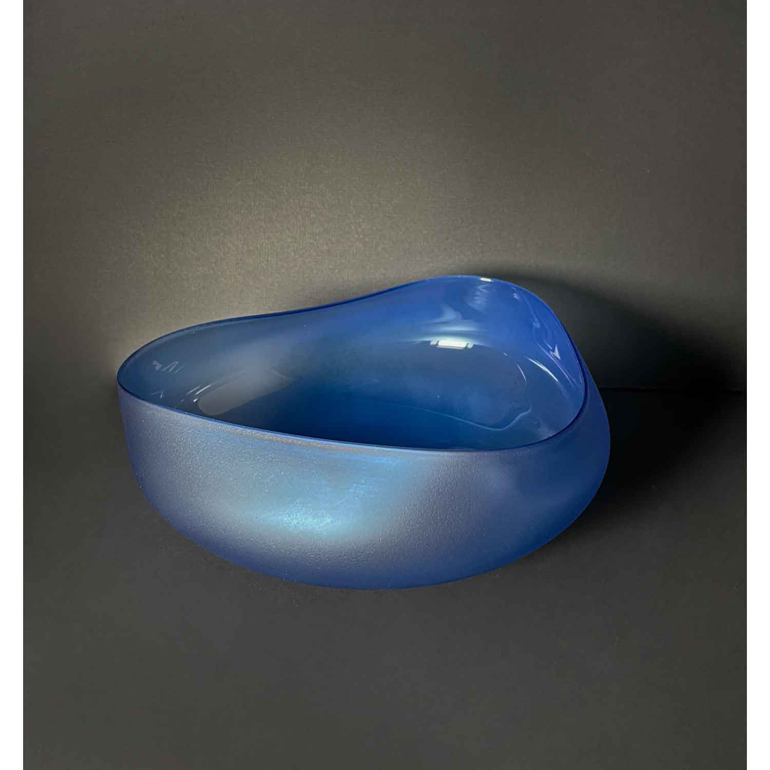 Medium Med Blue Topography Bowl  - Petroff Gallery - Glass Art
