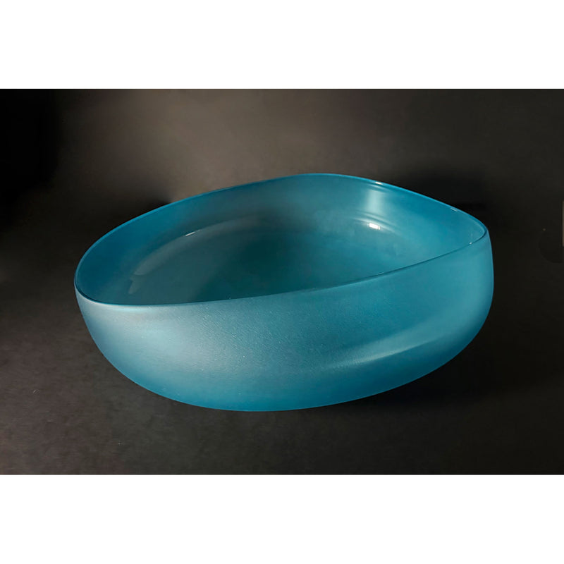 Large Copper Blue Topography Bowl - Petroff Gallery - Glass Art