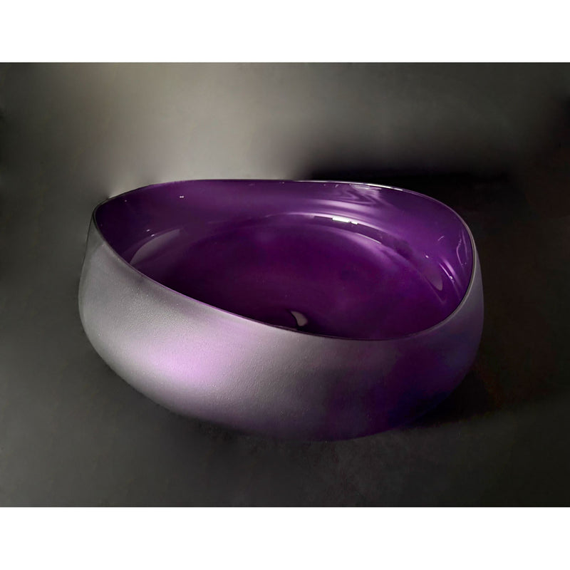 Large Violet Blue Topography Bowl - Petroff Gallery - Glass Art