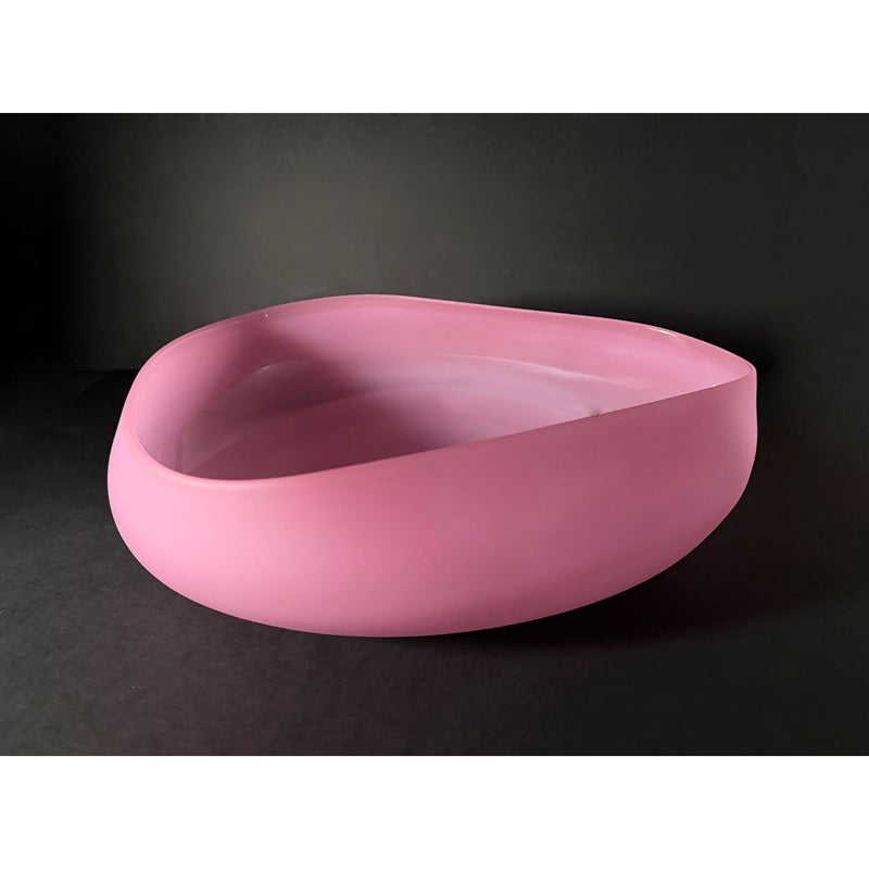 Large Bright Pink Topography Bowl - Petroff Gallery - Glass Art