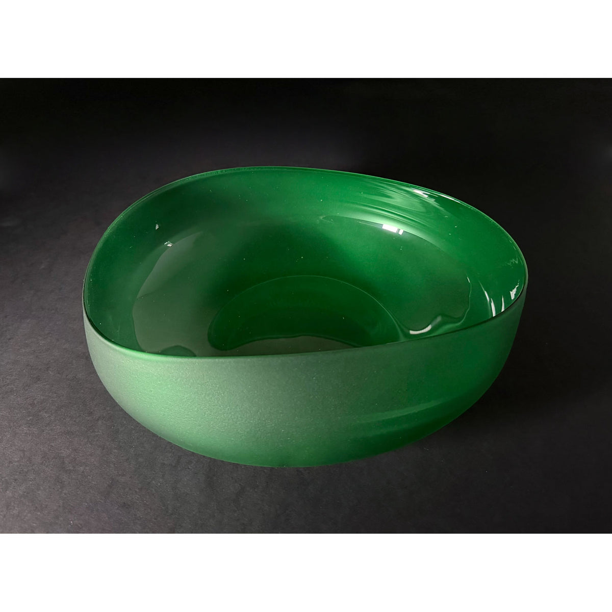 Medium Bristol Green Topography Bowl - Petroff Gallery - Glass Art