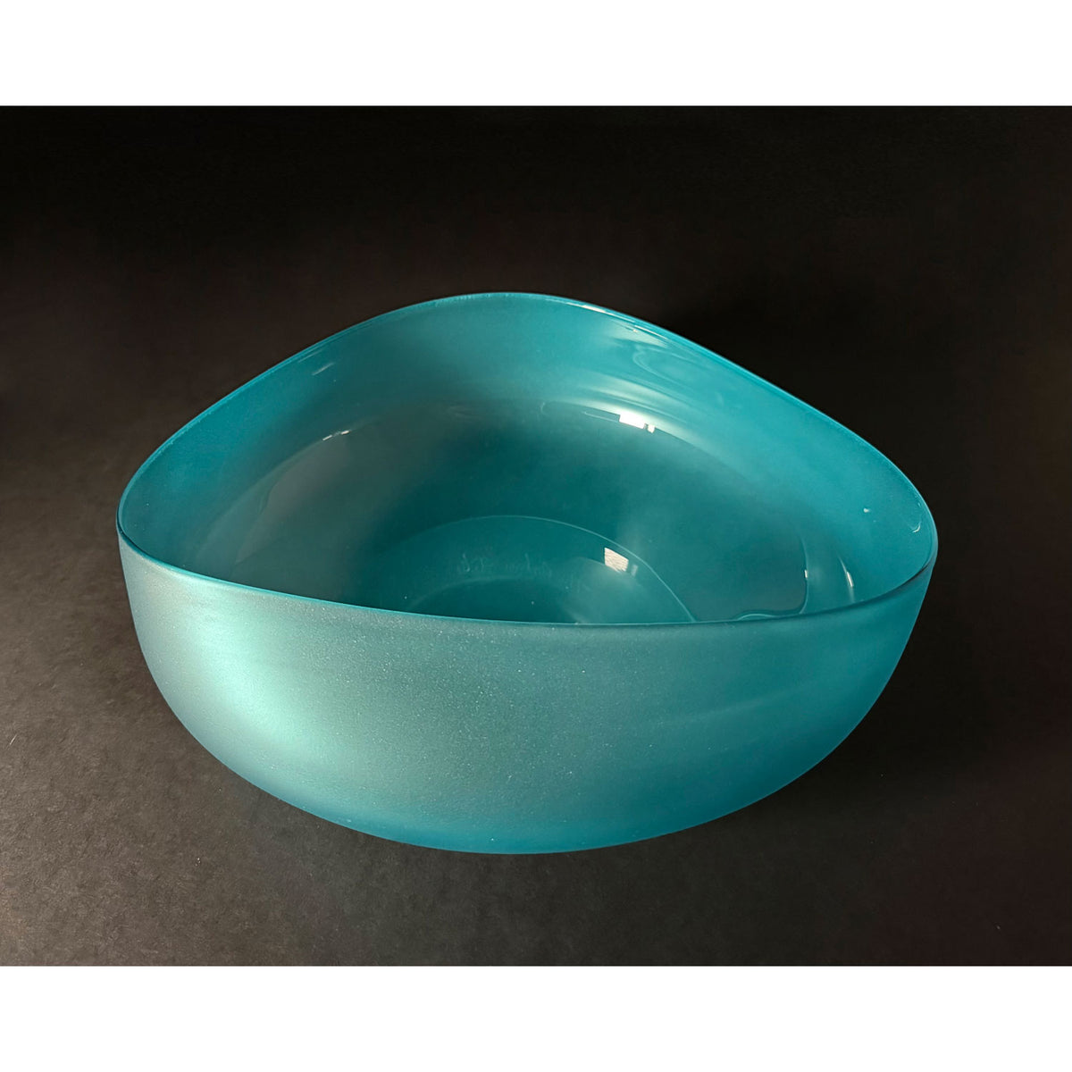 Medium Copper Blue Topography Bowl - Petroff Gallery - Glass Art