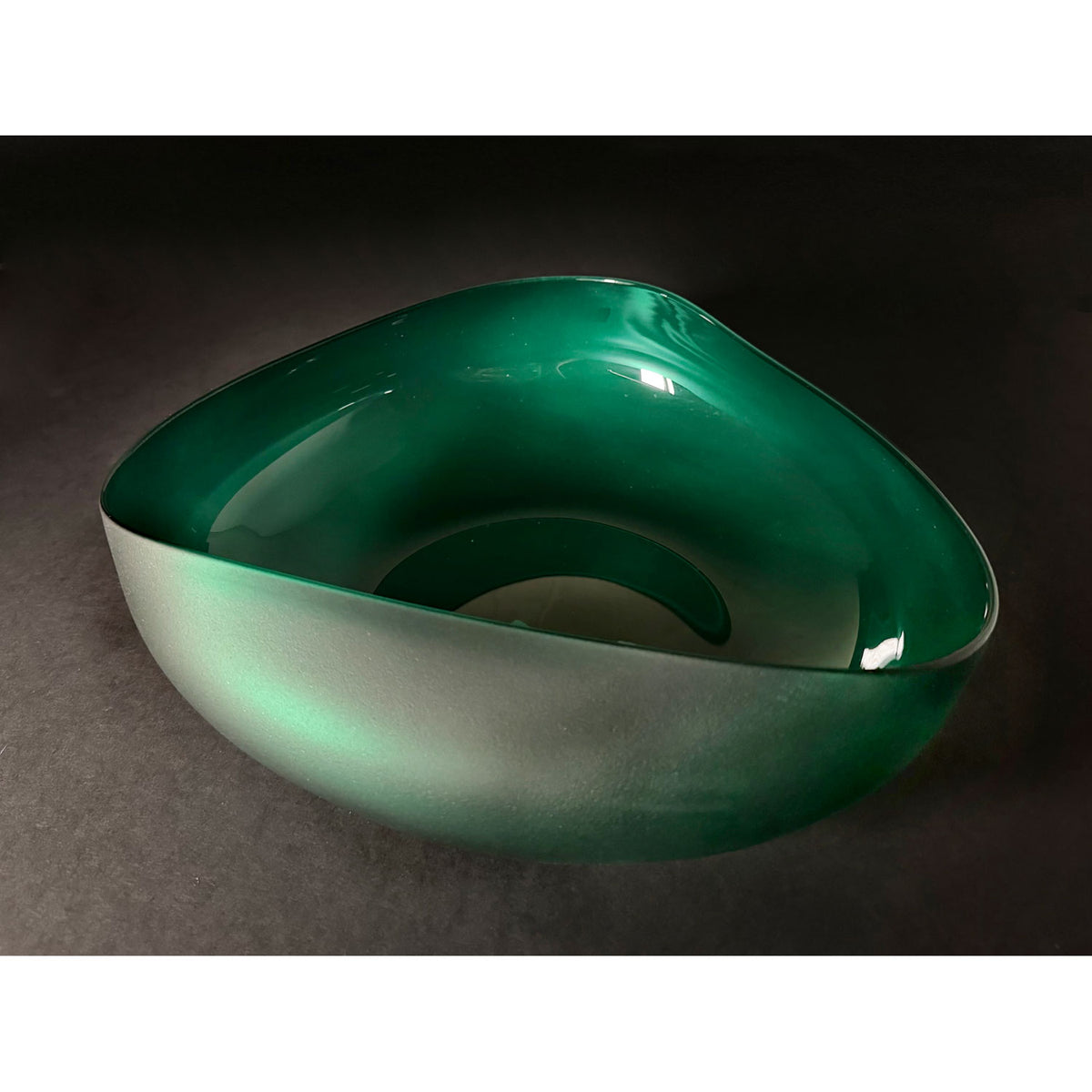 Medium Forest Green Topography Bowl - Petroff Gallery - Glass Art