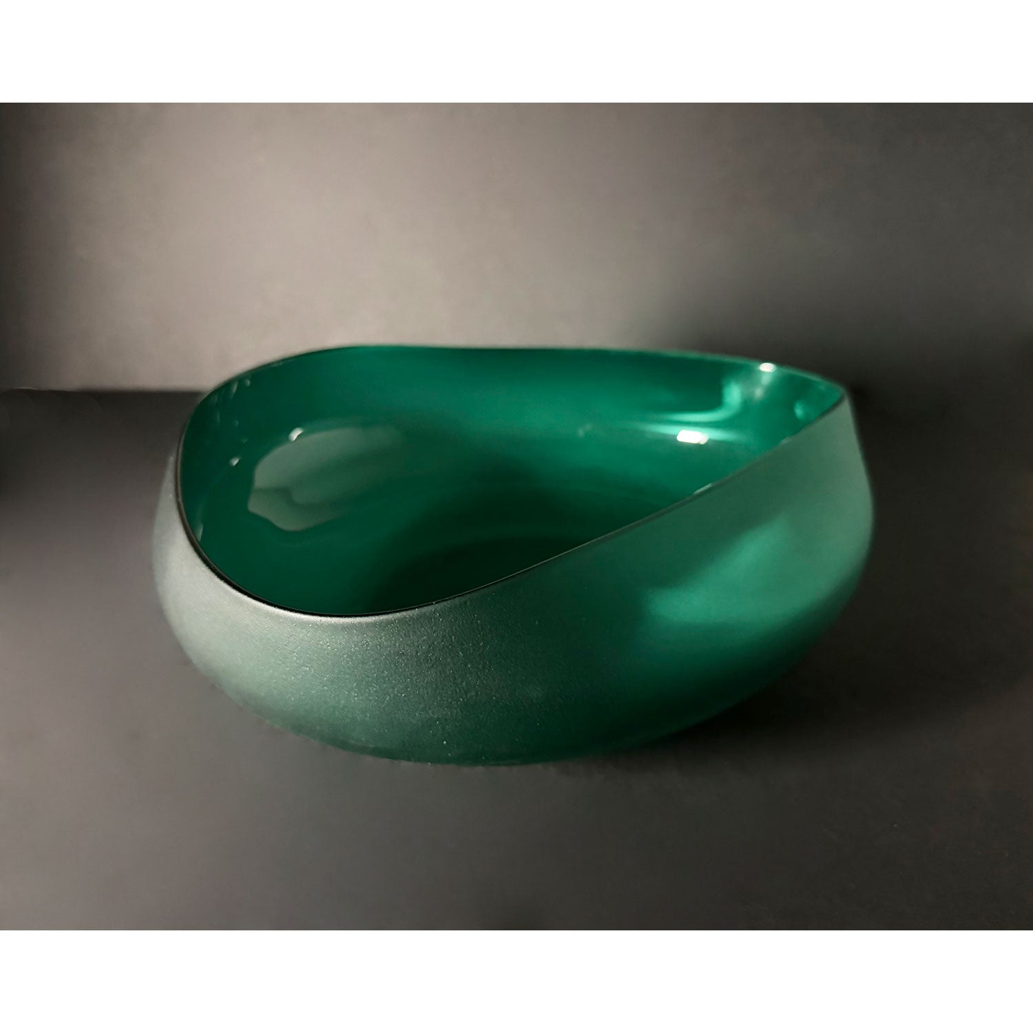 Medium Forest Green Topography Bowl - Petroff Gallery - Glass Art