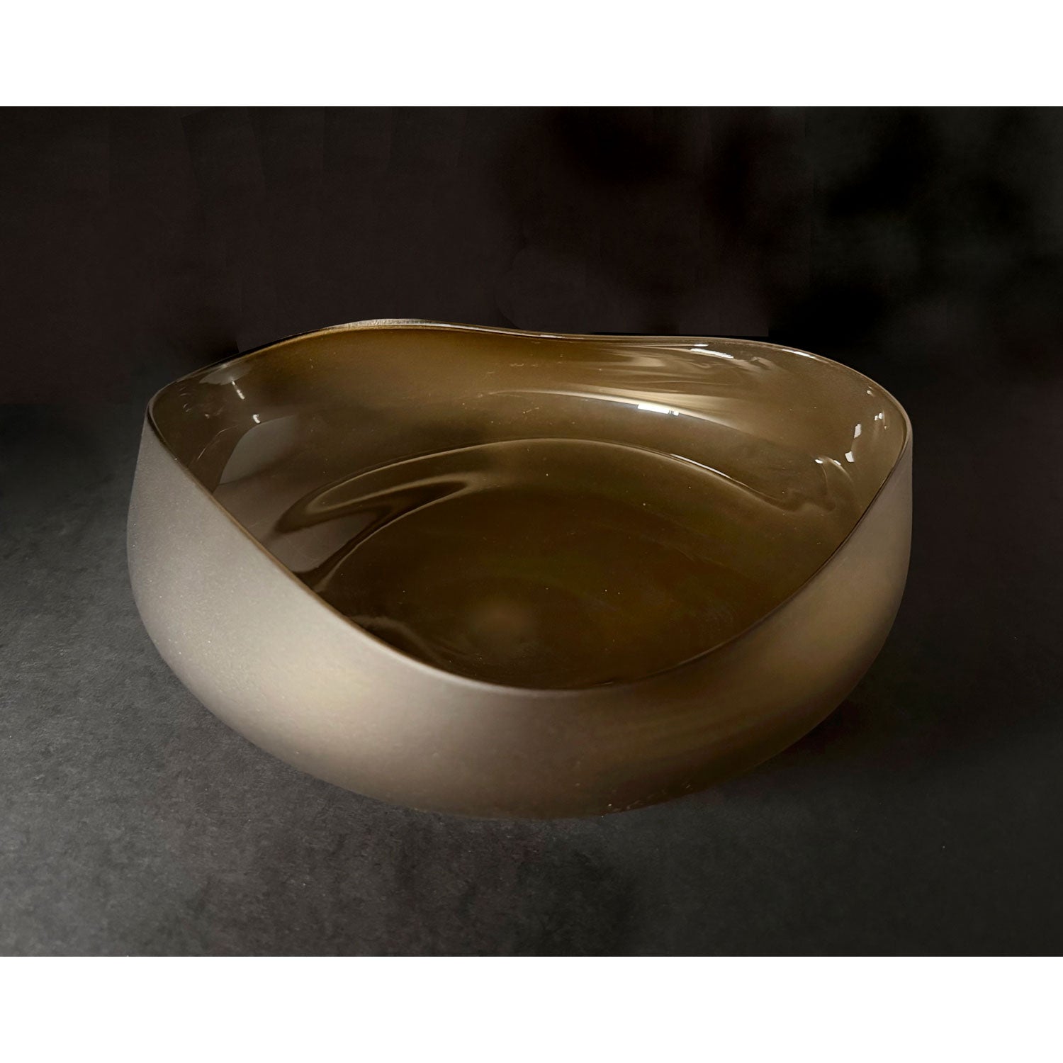 Medium Smokey Topaz Topography Bowl - Petroff Gallery - Glass Art