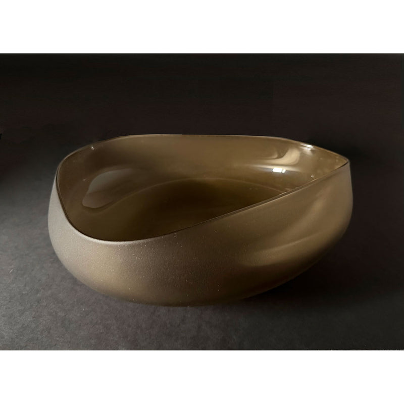 Medium Smokey Topaz Topography Bowl - Petroff Gallery - Glass Art
