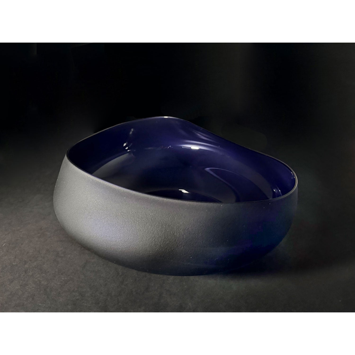 Medium Midnight Blue Topography Bowl - Petroff Gallery - Glass Art