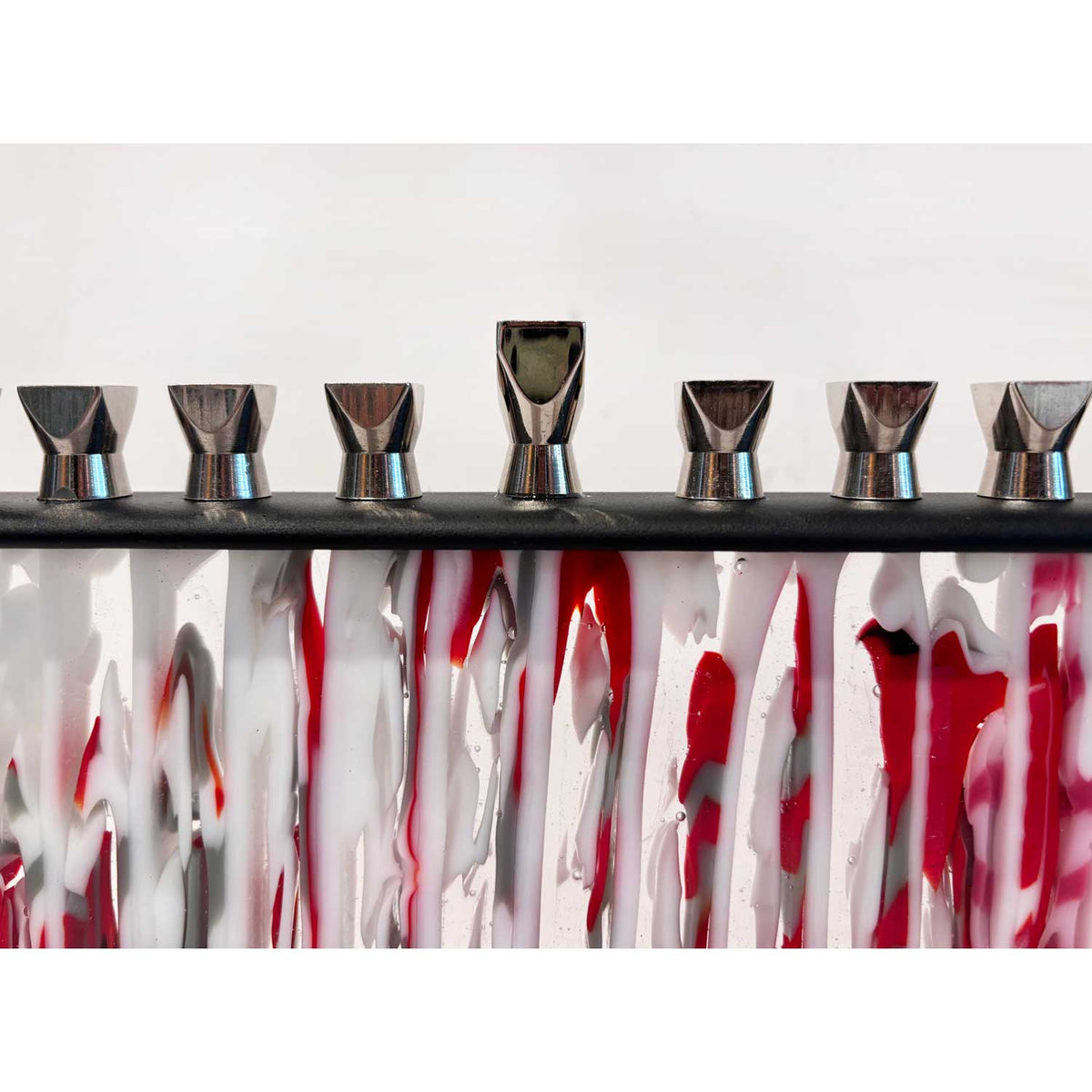 Red and Pink Menorah - Petroff Gallery - Judaica