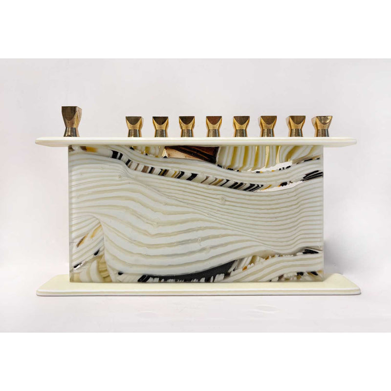 Neutral Waves Menorah - Petroff Gallery - Judaica