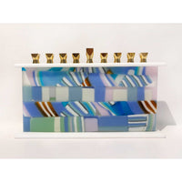 Pastel Pink and Blue Quilt Menorah - Petroff Gallery - Judaica
