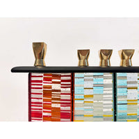 Multicolour Horizontal Stripes Menorah - Petroff Gallery - Judaica