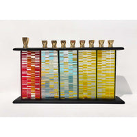 Multicolour Horizontal Stripes Menorah - Petroff Gallery - Judaica