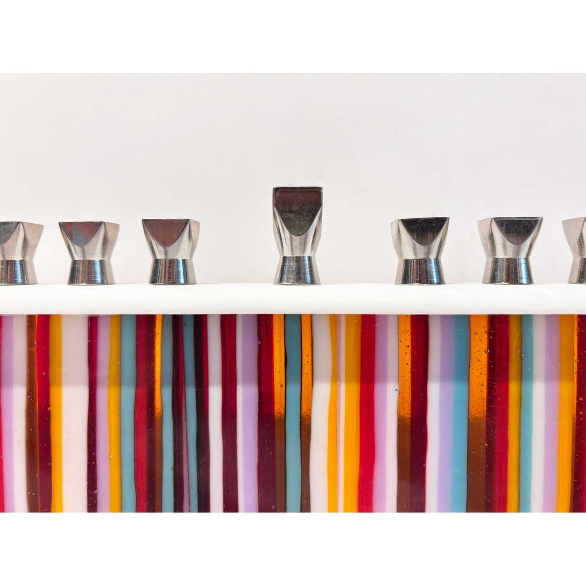 Rainbow Stripes Menorah - Petroff Gallery - Judaica