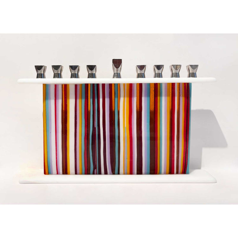 Rainbow Stripes Menorah - Petroff Gallery - Judaica