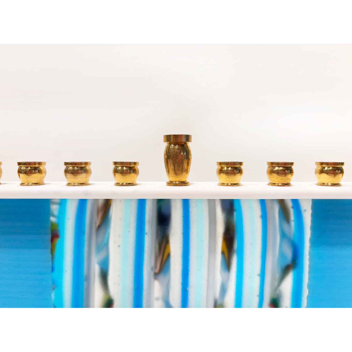 Blue Stripes Menorah - Petroff Gallery - Judaica