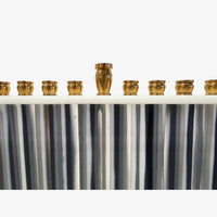 Grey Stripes Menorah Detail View - Petroff Gallery - Judaica