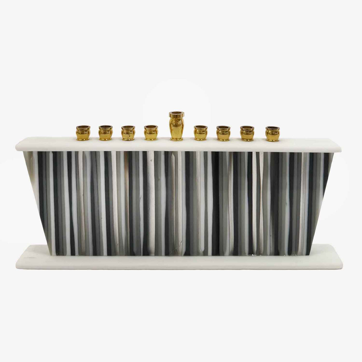 Grey Stripes Menorah - Petroff Gallery - Judaica